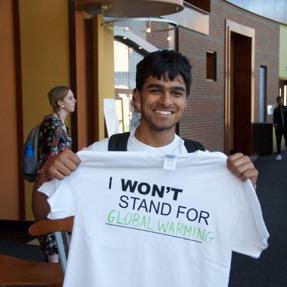 Shankar Mani 鈥�18 stands up against global warming. 
