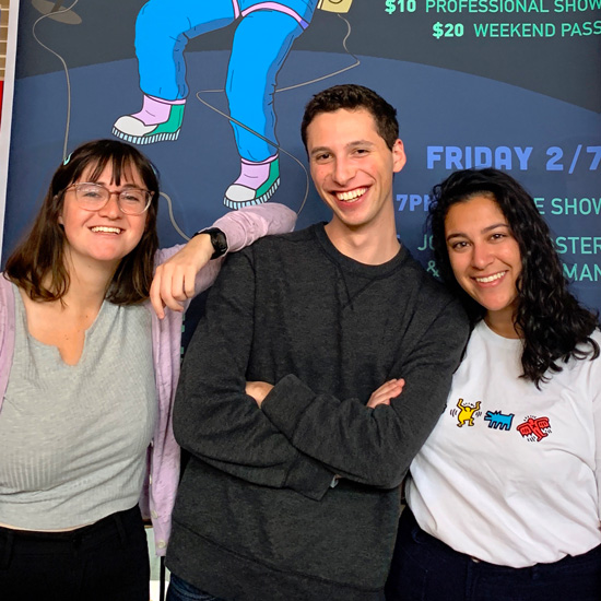 Three student producers of the 2020 National College Comedy Festival